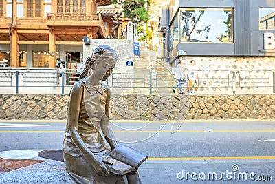 Street statue at Samcheong street on Jun 19, 2017 in Seoul Editorial Stock Photo