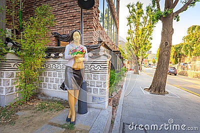 Street statue at Samcheong street on Jun 19, 2017 in Seoul Editorial Stock Photo