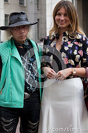 Street Style during Milan Fashion Week for Spring/Summer 2014 Editorial Stock Photo