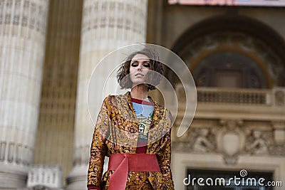 Street style outfits at Paris Fashion Week Editorial Stock Photo