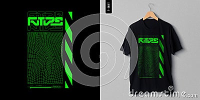 Rize Loading t-shirt design, Futurist tee shirt, Green Black apparel print street style Vector Illustration