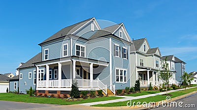 Street of suburban homes Stock Photo