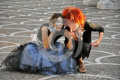 Street theatre in Italy Editorial Stock Photo