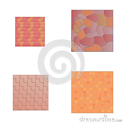 Street tile icons set cartoon vector. Colorful street paving slab Vector Illustration