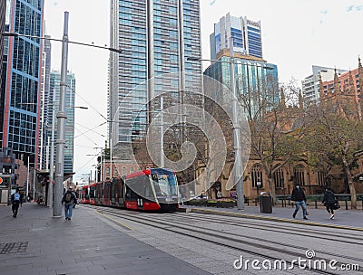Street with Toursitis in Sydney Queen Victoria Buil near Sydney Harbour Editorial Stock Photo