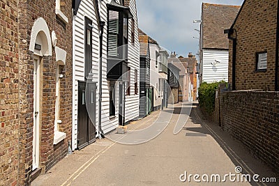 Street in the town centre with traditional british houses in Whitstable Kent United Kingdom Stock Photo