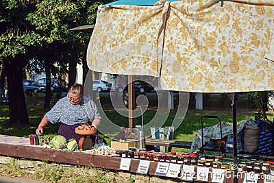 Street trading in the historical center of Suzdal, Russia. Editorial Stock Photo