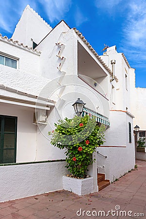 Street with traditional Spanish houses Stock Photo