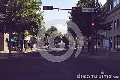 Street with traffic lights, city of Waco Texas USA Editorial Stock Photo