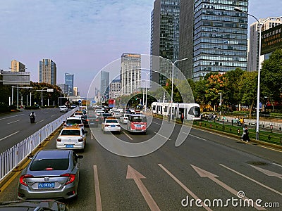 street traffic view in Wuhan city Editorial Stock Photo