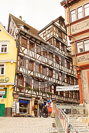 Street in Tubingen, Germany. Outside, landmark. Editorial Stock Photo