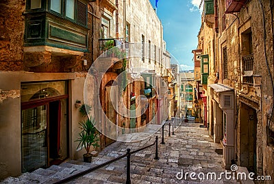 Street of Valletta town Stock Photo