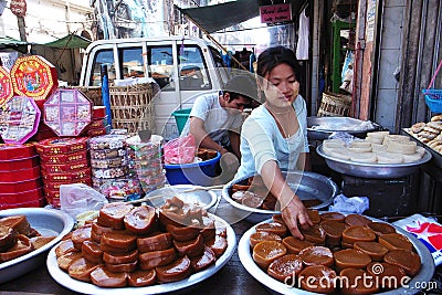 Street vender in Myanmar Editorial Stock Photo