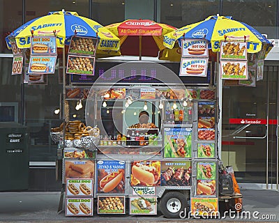 Street vendor cart in Manhattan Editorial Stock Photo