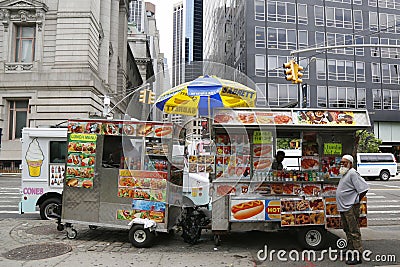 Street vendor cart in Manhattan Editorial Stock Photo