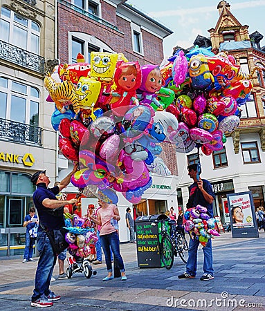 Street Vendor Selling Colorful Helium Balloons - Germany Editorial Stock Photo