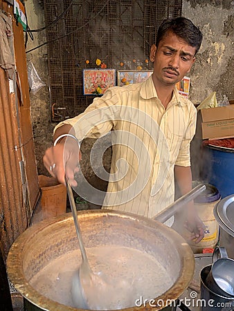 Street Vendor Series - Tea Stall Vendor Editorial Stock Photo
