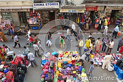 Street vendors ans shops near the New Market, Kolkata, India Editorial Stock Photo