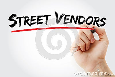 Street Vendors text with marker Stock Photo