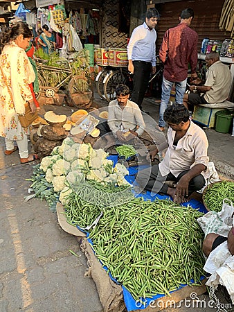 Street Vendors, Vegetable seller. Editorial Stock Photo