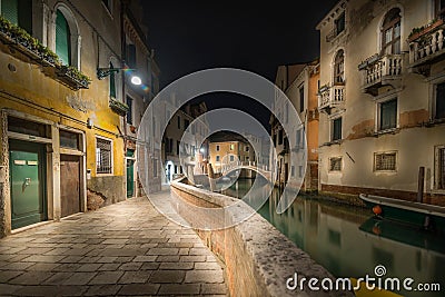 Street in Venice late at night Stock Photo