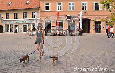 Street view on Augusta Cesarca street in Zagreb Editorial Stock Photo