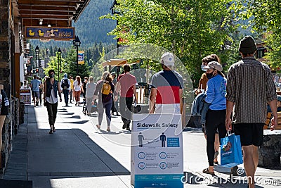 Street view of Banff avenue in summer time season Editorial Stock Photo