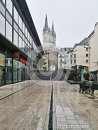 Street view of the beautiful city of Angers, France Editorial Stock Photo