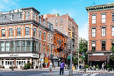 Street view of Bowery in East Village of New York City Editorial Stock Photo