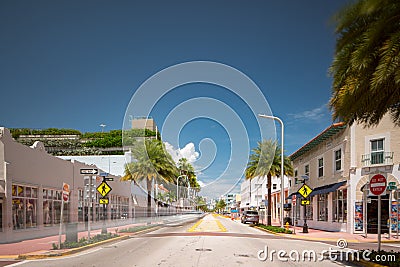 Street view Collins Avenue and 6th Street Editorial Stock Photo