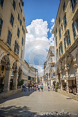 Street view of Corfu, Greece Editorial Stock Photo