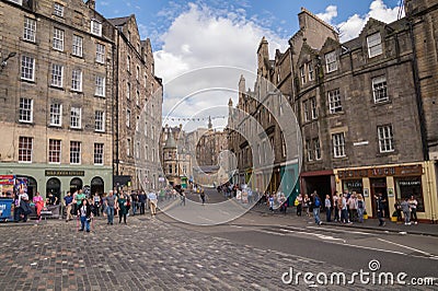 Street view of Grassmarket Street, Old Town, Edinburgh, Scotland Editorial Stock Photo