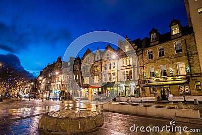 Street view of the historic old town, Edinburgh Editorial Stock Photo