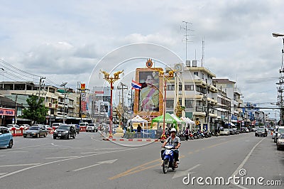 Street View of Hua Hin City Editorial Stock Photo