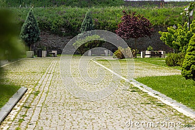 Street view inside Alba Carolia Fortress in Alba Iulia Stock Photo