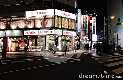 Street view in intersection in Ota, Kamata, Japan Editorial Stock Photo