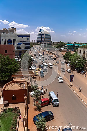 Street view in khartoum showing Corinthia Hotel Editorial Stock Photo