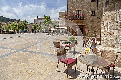 Street view medieval village of Besalu,Catalonia,Spain. Editorial Stock Photo