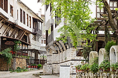Street view of Melnik traditional architecture, Bulgaria Editorial Stock Photo