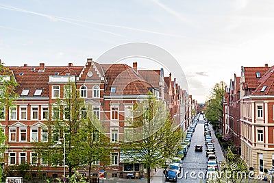 Street view with modern buildings in the downtown of Hannover, Germany Editorial Stock Photo