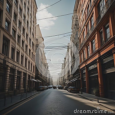 street view of the old part of the city, generative ai Stock Photo