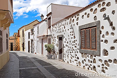 Street View of Old Town of Aguimes in Gran Canaria. Stock Photo