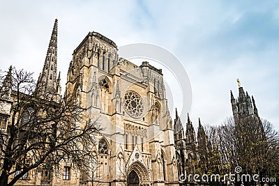 Street view of old town in bordeaux city, Stock Photo