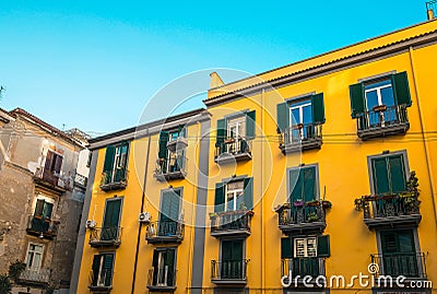 Street view of old town in Naples city Stock Photo