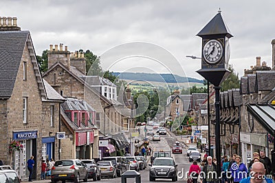 Street view of Pitlochry, Scotland Editorial Stock Photo