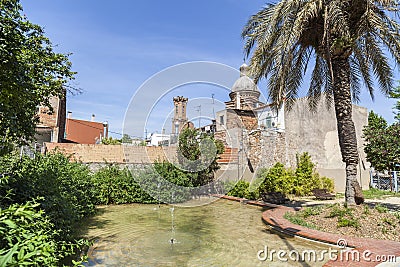 Street view quarter Sant Andreu in Barcelona. Editorial Stock Photo