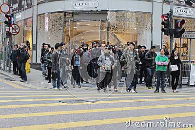 28 Dec 2013 the street view , Queen's Road Central hong kong Editorial Stock Photo
