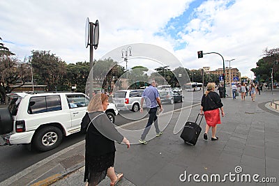 Car, land, vehicle, road, pedestrian, transport, infrastructure, street, recreation, asphalt, luxury, lane, city, tree, family, wa Editorial Stock Photo