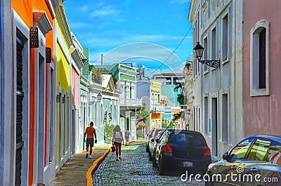 Street View of San Juan, Puerto Rico Editorial Stock Photo