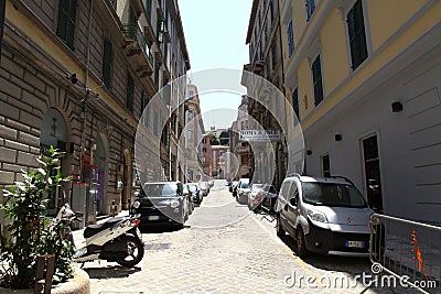 A street view of the shopping area in a port of call in Europe. Editorial Stock Photo